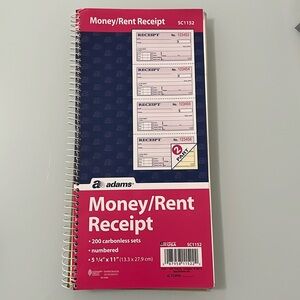 Money/Rent Receipt Book